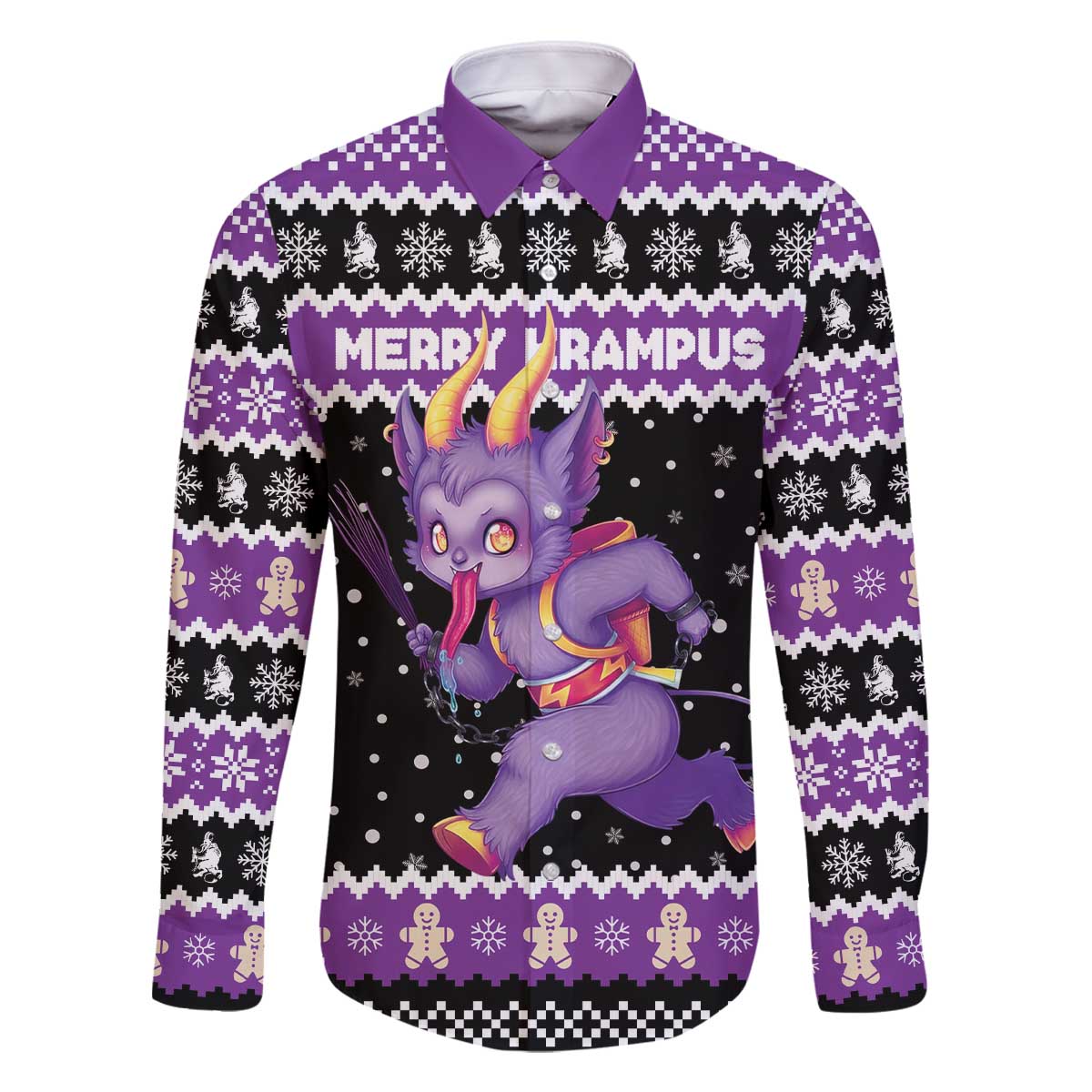 Personalized German Krampus Christmas Family Matching Off The Shoulder Long Sleeve Dress and Hawaiian Shirt German Christmas Legend - Wonder Print Shop