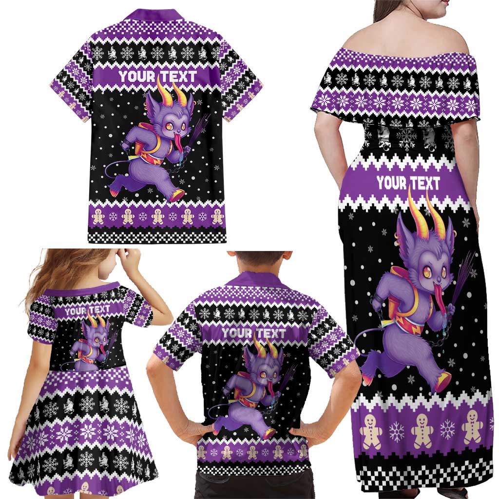 Personalized German Krampus Christmas Family Matching Off Shoulder Maxi Dress and Hawaiian Shirt German Christmas Legend - Wonder Print Shop