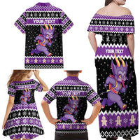 Personalized German Krampus Christmas Family Matching Off Shoulder Maxi Dress and Hawaiian Shirt German Christmas Legend - Wonder Print Shop