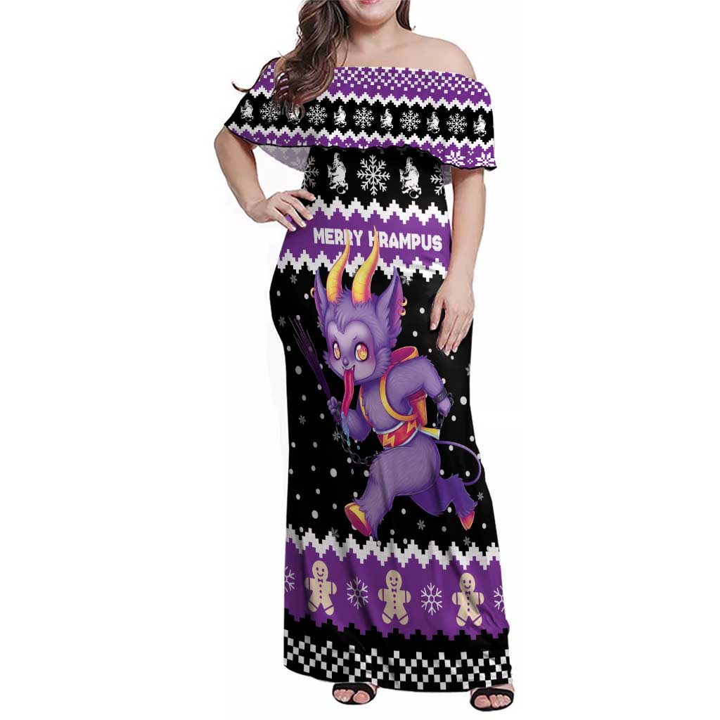 Personalized German Krampus Christmas Family Matching Off Shoulder Maxi Dress and Hawaiian Shirt German Christmas Legend - Wonder Print Shop