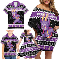 Personalized German Krampus Christmas Family Matching Off Shoulder Short Dress and Hawaiian Shirt German Christmas Legend - Wonder Print Shop