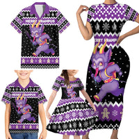 Personalized German Krampus Christmas Family Matching Short Sleeve Bodycon Dress and Hawaiian Shirt German Christmas Legend - Wonder Print Shop