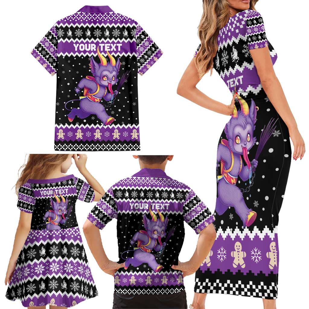 Personalized German Krampus Christmas Family Matching Short Sleeve Bodycon Dress and Hawaiian Shirt German Christmas Legend - Wonder Print Shop