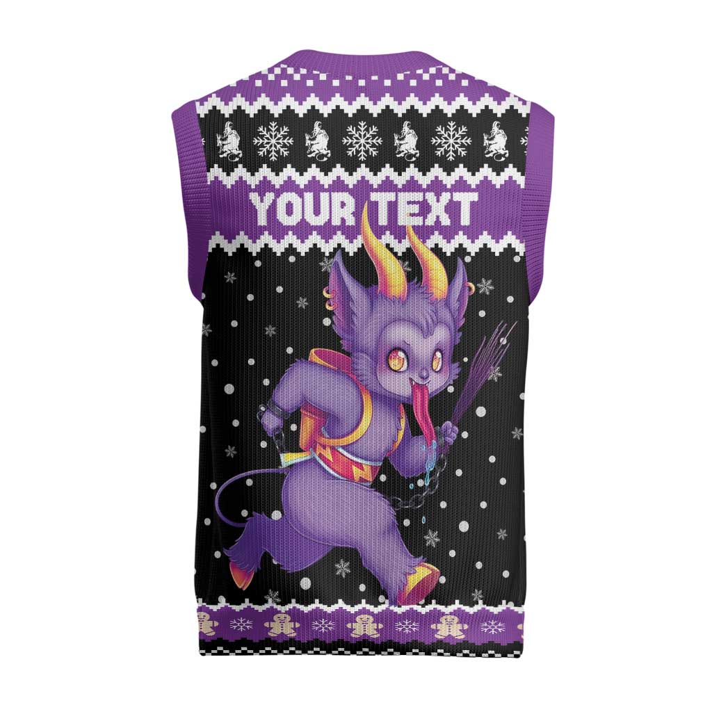 Personalized German Krampus Christmas Knitted V-Neck Vest German Christmas Legend - Wonder Print Shop