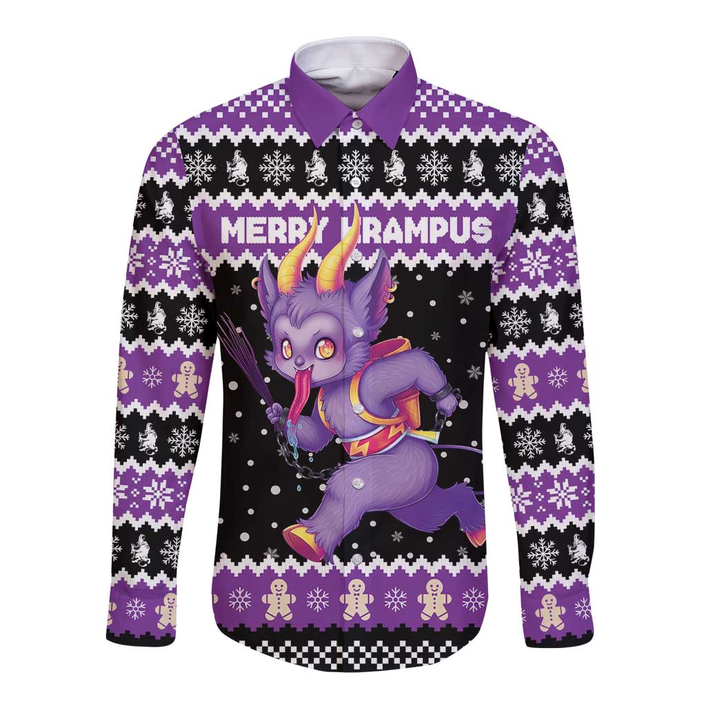 Personalized German Krampus Christmas Long Sleeve Button Shirt German Christmas Legend - Wonder Print Shop