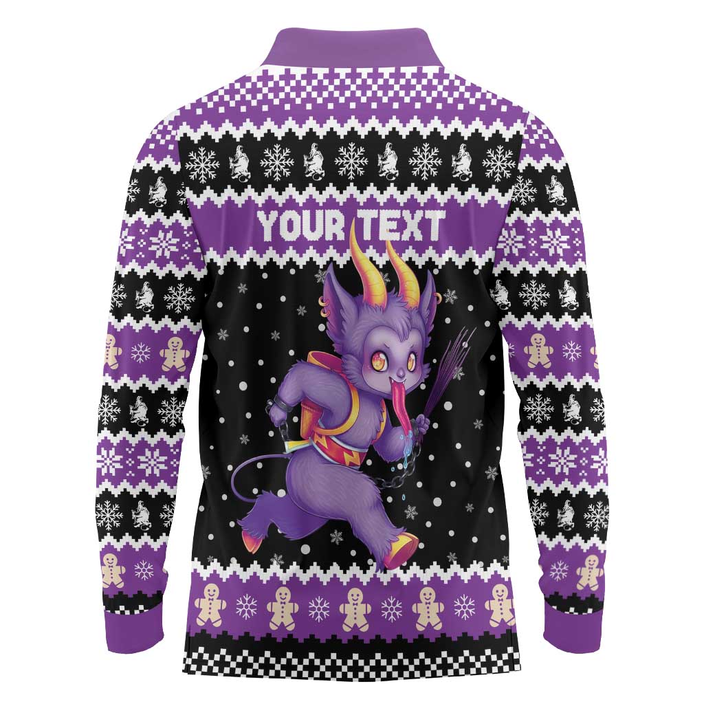 Personalized German Krampus Christmas Long Sleeve Polo Shirt German Christmas Legend - Wonder Print Shop