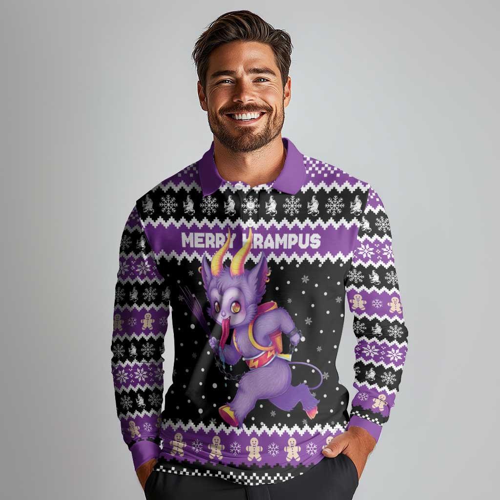 Personalized German Krampus Christmas Long Sleeve Polo Shirt German Christmas Legend - Wonder Print Shop