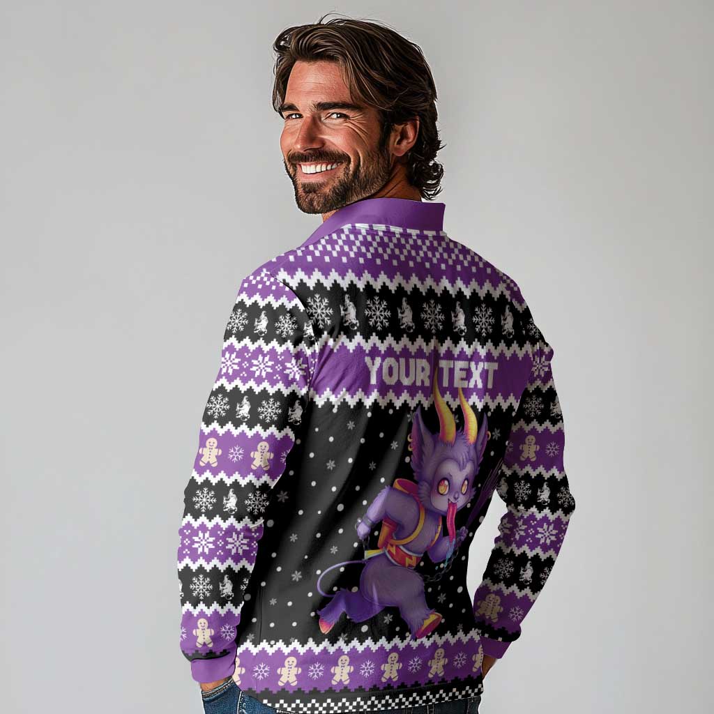 Personalized German Krampus Christmas Long Sleeve Polo Shirt German Christmas Legend - Wonder Print Shop