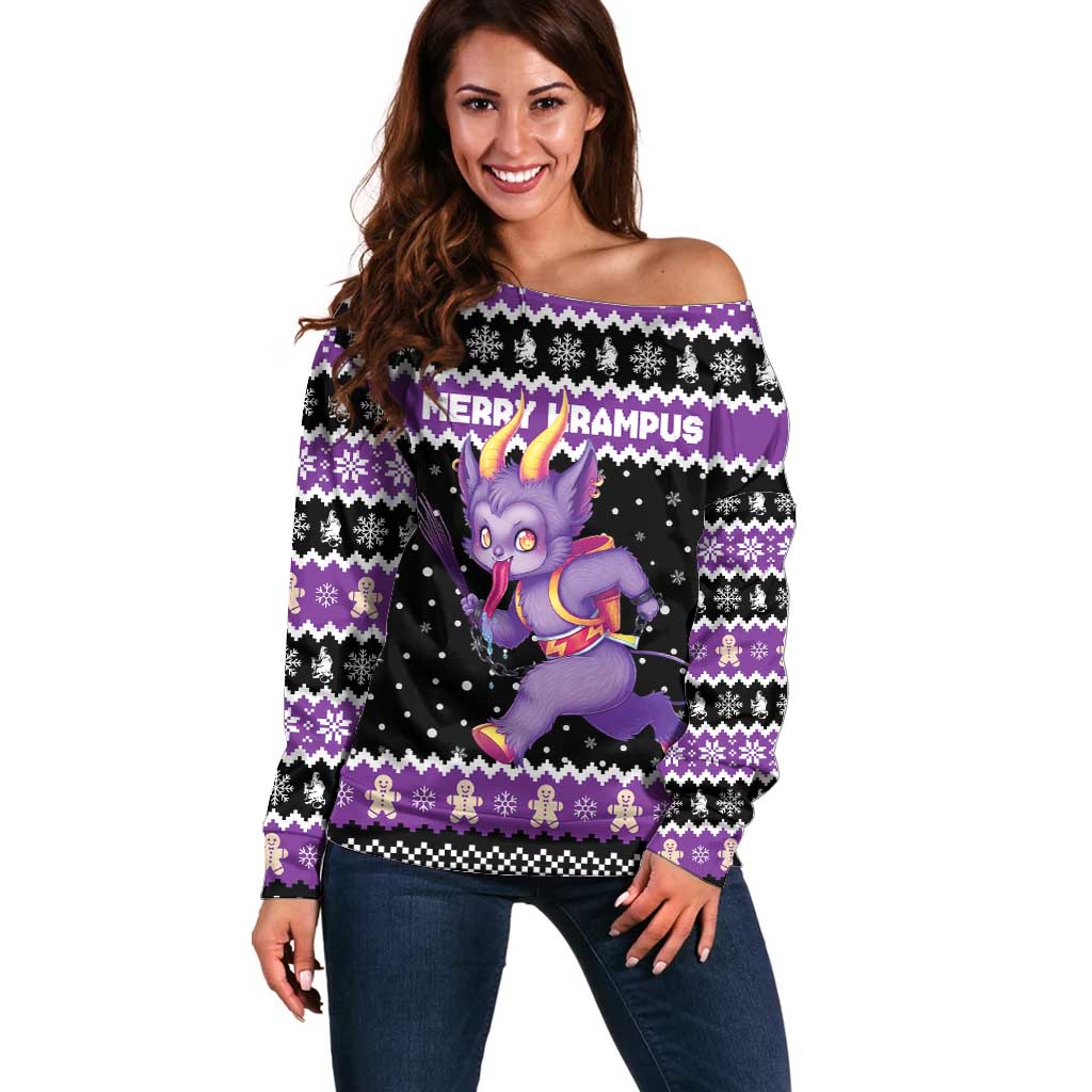 Personalized German Krampus Christmas Off Shoulder Sweater German Christmas Legend - Wonder Print Shop
