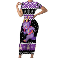 Personalized German Krampus Christmas Short Sleeve Bodycon Dress German Christmas Legend - Wonder Print Shop
