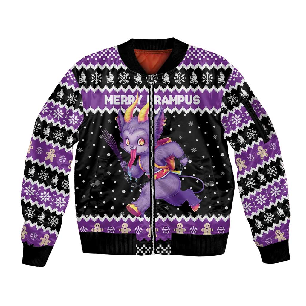 Personalized German Krampus Christmas Sleeve Zip Bomber Jacket German Christmas Legend - Wonder Print Shop
