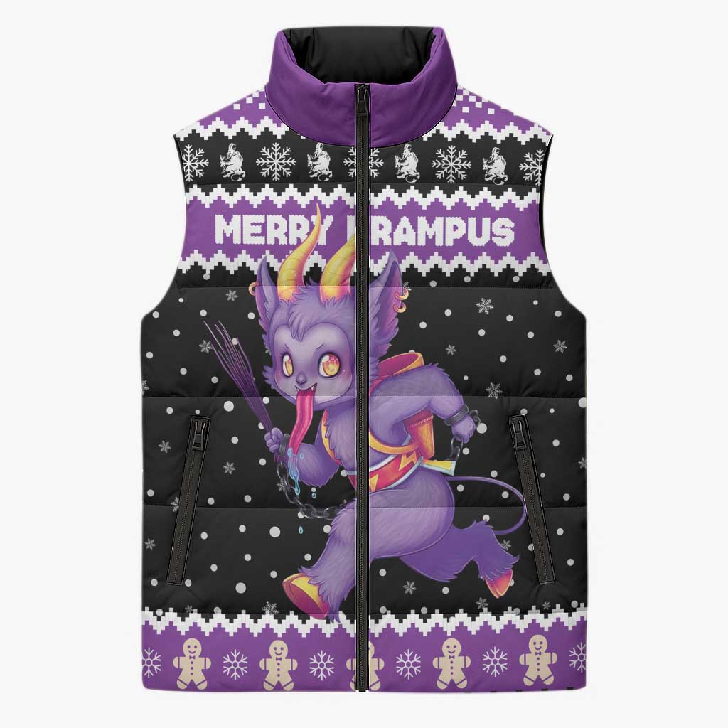 Personalized German Krampus Christmas Sleeveless Puffer Jacket German Christmas Legend - Wonder Print Shop
