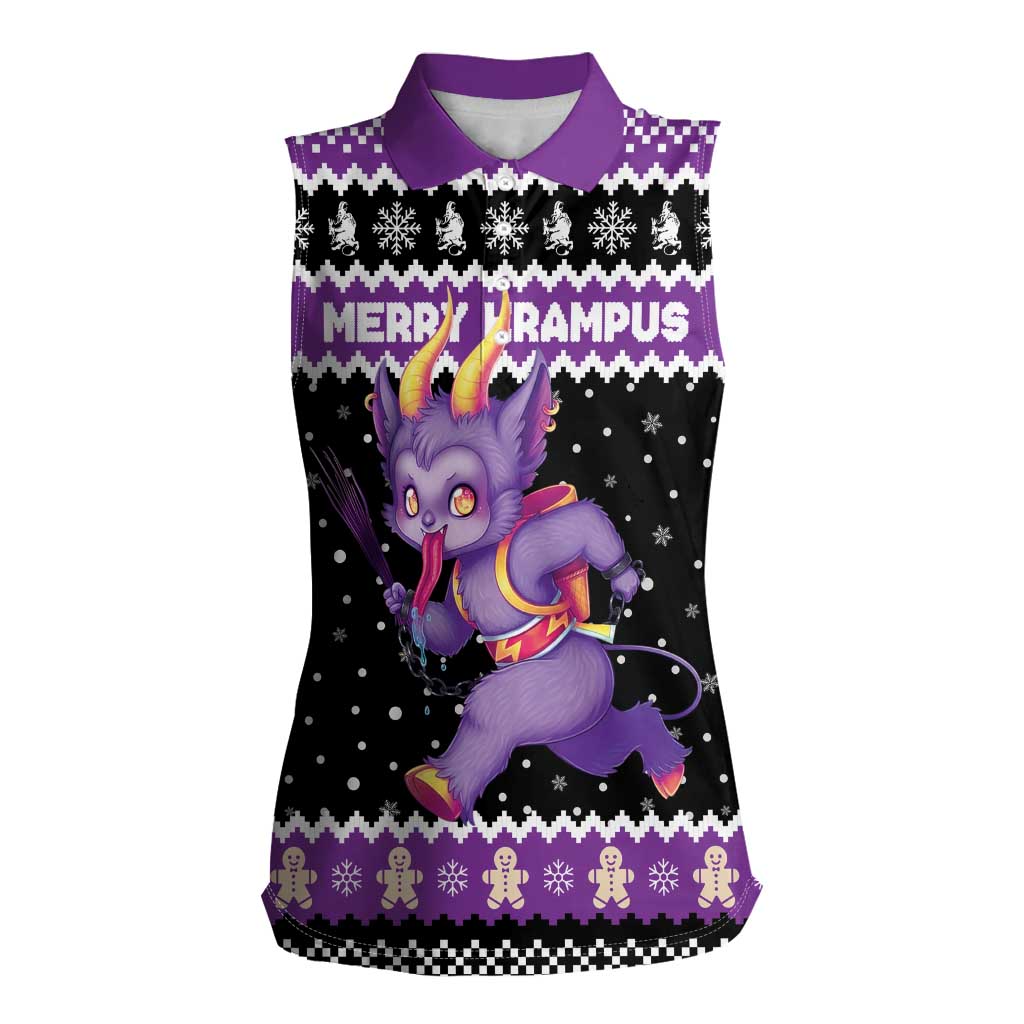 Personalized German Krampus Christmas Women Sleeveless Polo Shirt German Christmas Legend - Wonder Print Shop
