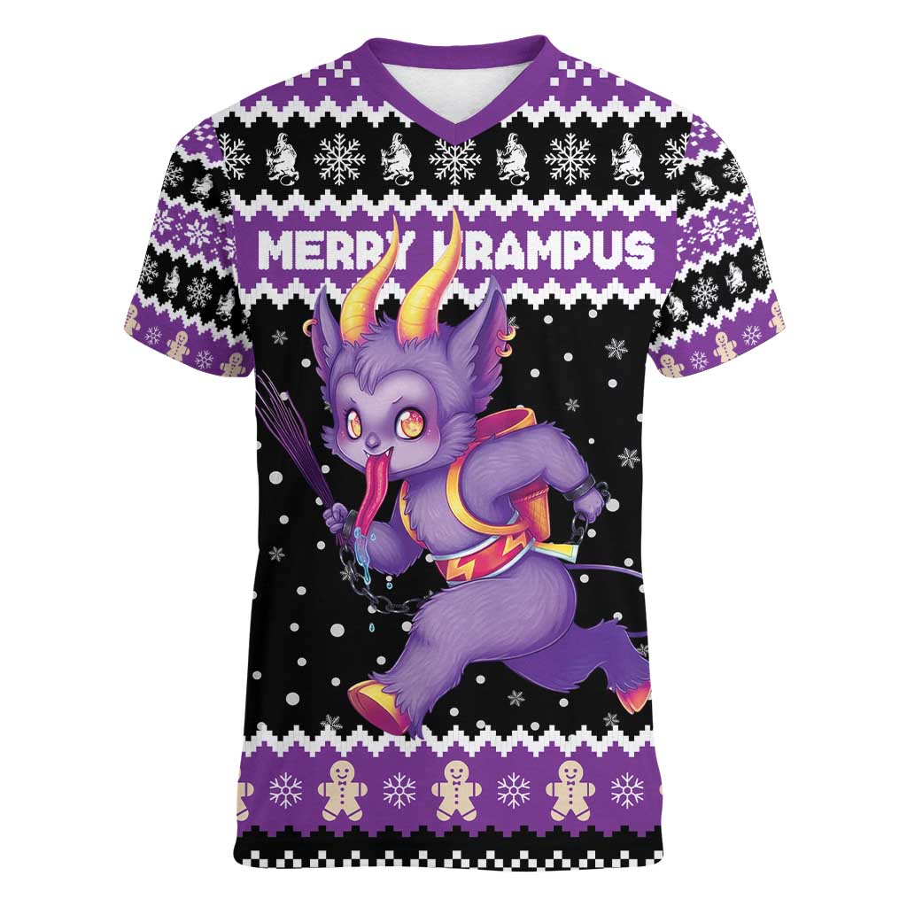Personalized German Krampus Christmas Women V-Neck T-Shirt German Christmas Legend - Wonder Print Shop