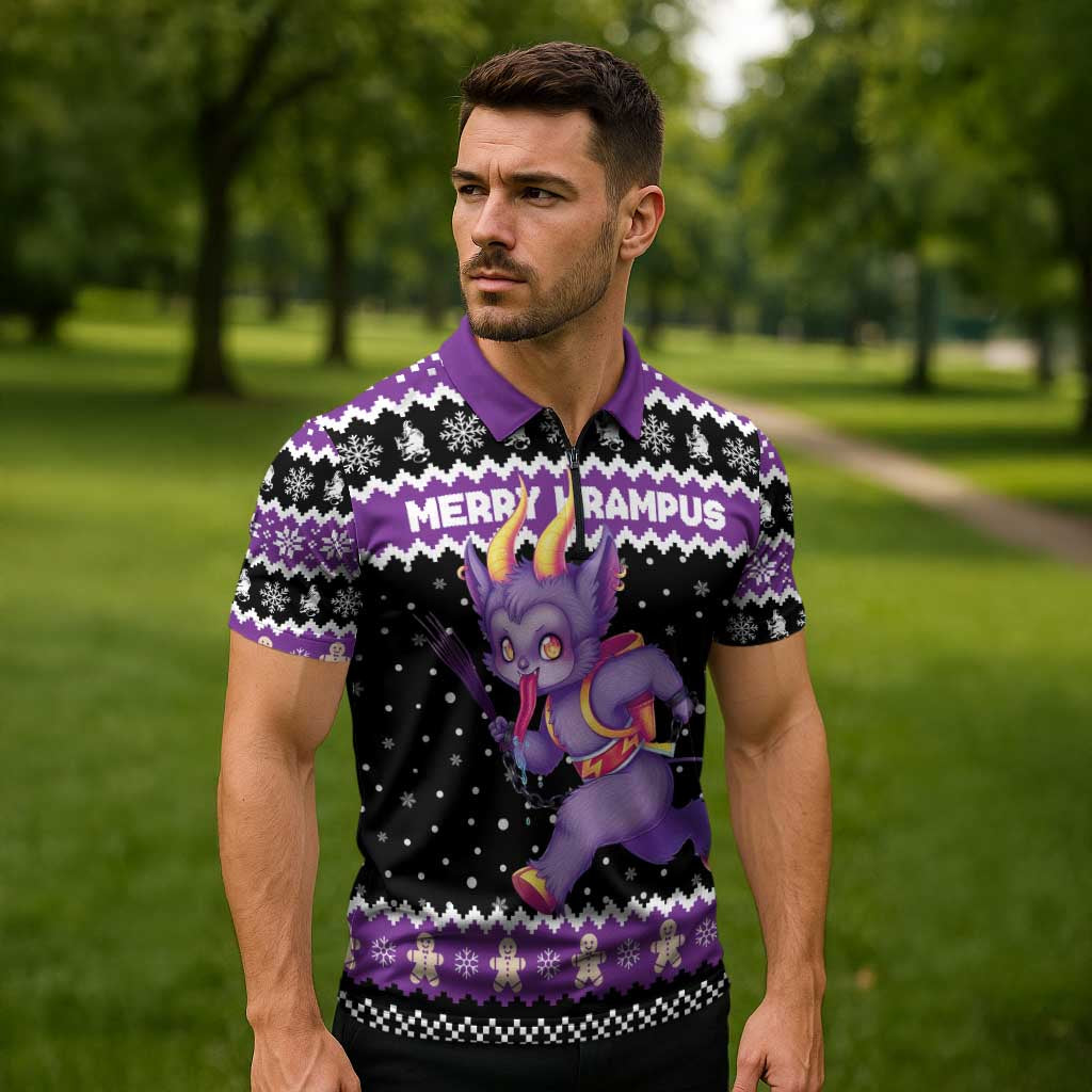 Personalized German Krampus Christmas Zipper Polo Shirt German Christmas Legend - Wonder Print Shop