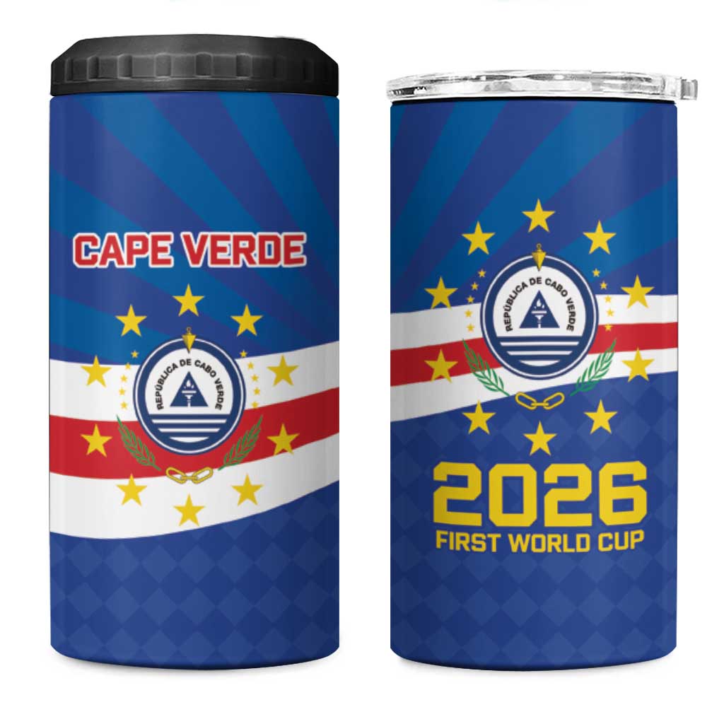 Cape Verde Football 2026 4 in 1 Can Cooler Tumbler Historic First World Cup Appearance - Wonder Print Shop