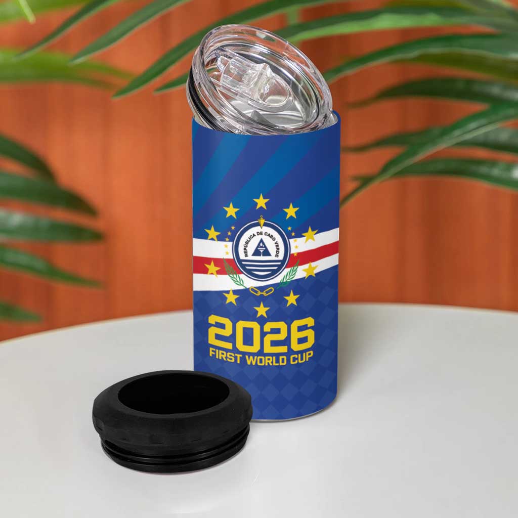 Cape Verde Football 2026 4 in 1 Can Cooler Tumbler Historic First World Cup Appearance - Wonder Print Shop