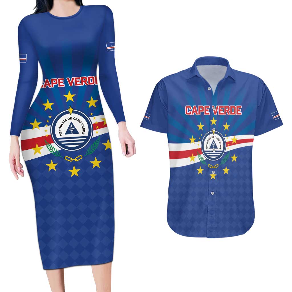 Cape Verde Football 2026 Couples Matching Long Sleeve Bodycon Dress and Hawaiian Shirt Historic First World Cup Appearance - Wonder Print Shop