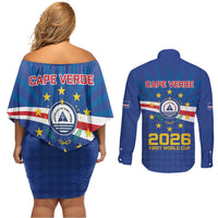 Cape Verde Football 2026 Couples Matching Off Shoulder Short Dress and Long Sleeve Button Shirt Historic First World Cup Appearance - Wonder Print Shop