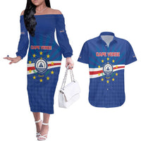 Cape Verde Football 2026 Couples Matching Off The Shoulder Long Sleeve Dress and Hawaiian Shirt Historic First World Cup Appearance - Wonder Print Shop