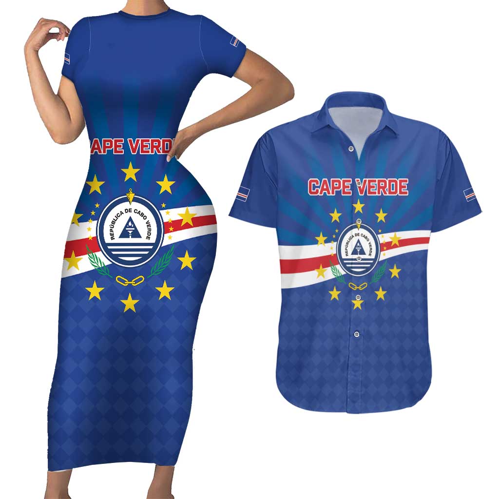 Cape Verde Football 2026 Couples Matching Short Sleeve Bodycon Dress and Hawaiian Shirt Historic First World Cup Appearance - Wonder Print Shop