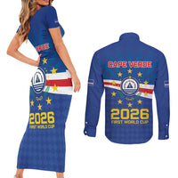 Cape Verde Football 2026 Couples Matching Short Sleeve Bodycon Dress and Long Sleeve Button Shirt Historic First World Cup Appearance - Wonder Print Shop