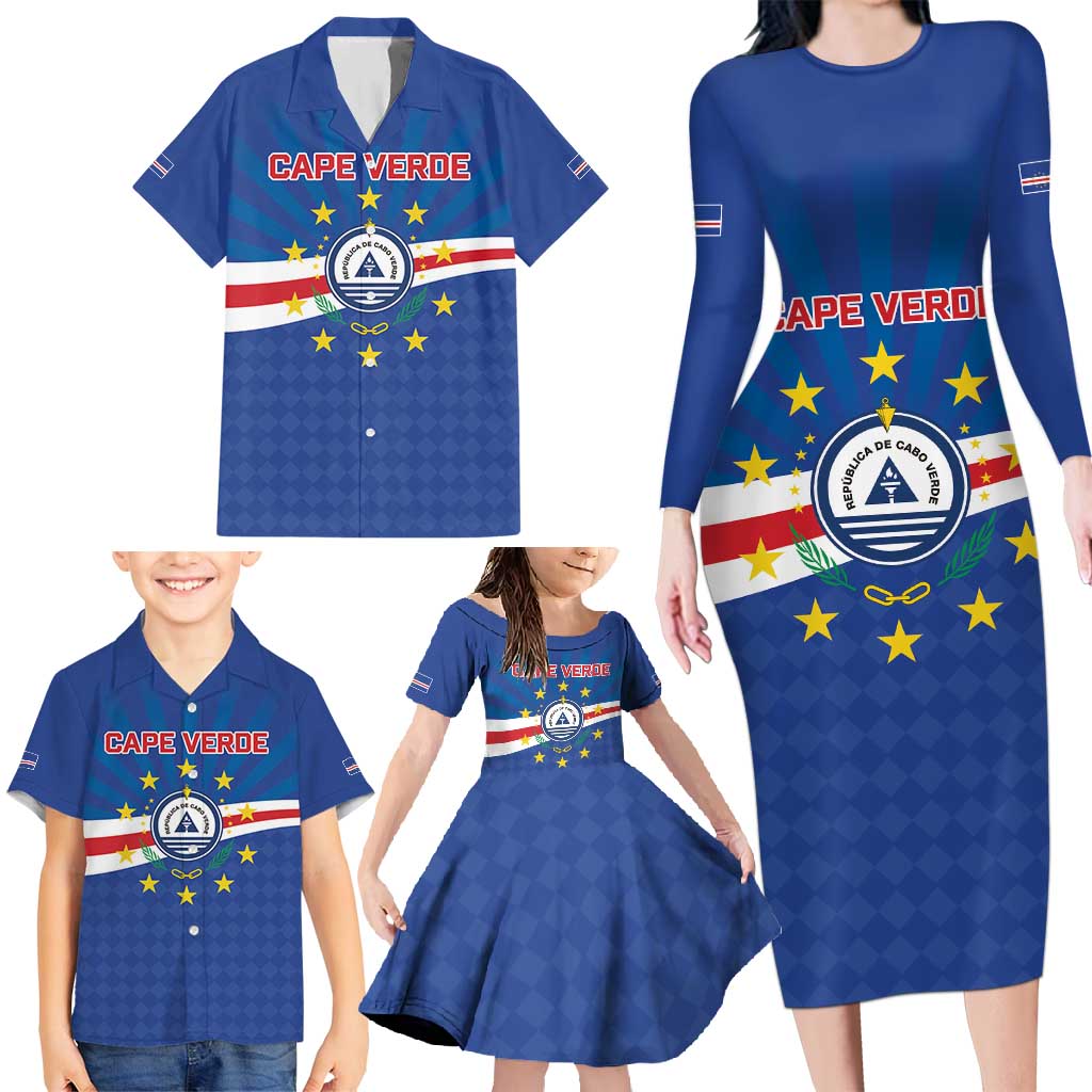 Cape Verde Football 2026 Family Matching Long Sleeve Bodycon Dress and Hawaiian Shirt Historic First World Cup Appearance - Wonder Print Shop