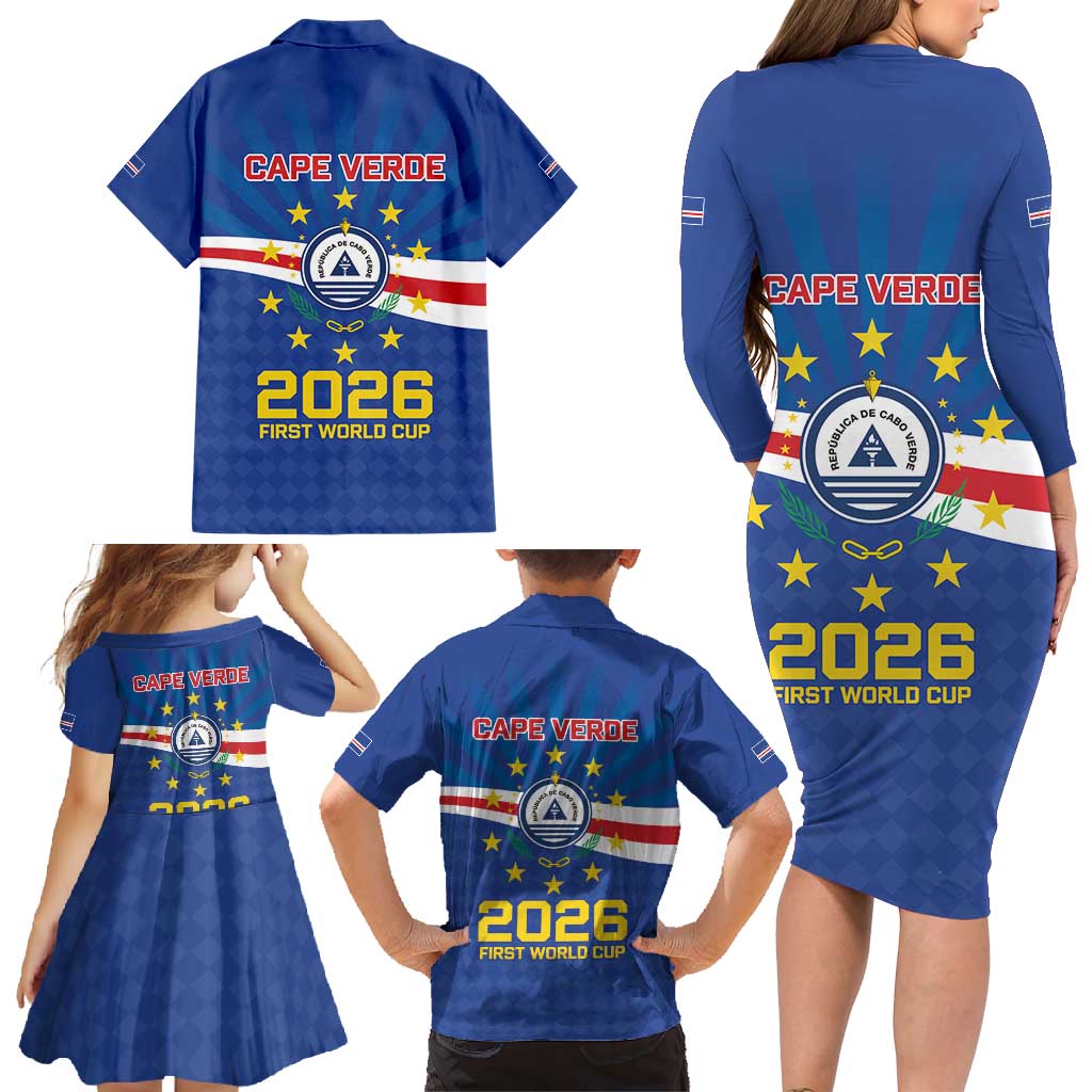 Cape Verde Football 2026 Family Matching Long Sleeve Bodycon Dress and Hawaiian Shirt Historic First World Cup Appearance - Wonder Print Shop