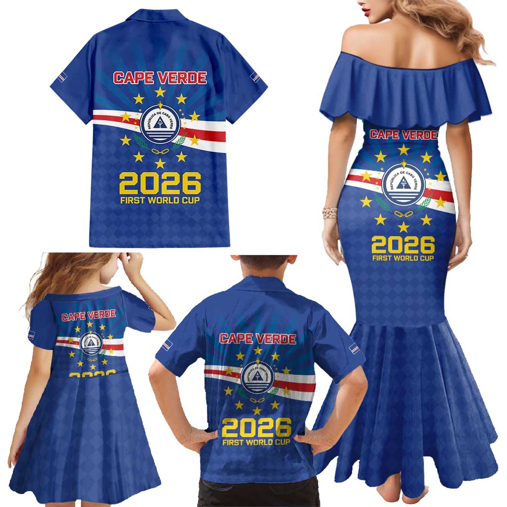 Cape Verde Football 2026 Family Matching Mermaid Dress and Hawaiian Shirt Historic First World Cup Appearance - Wonder Print Shop