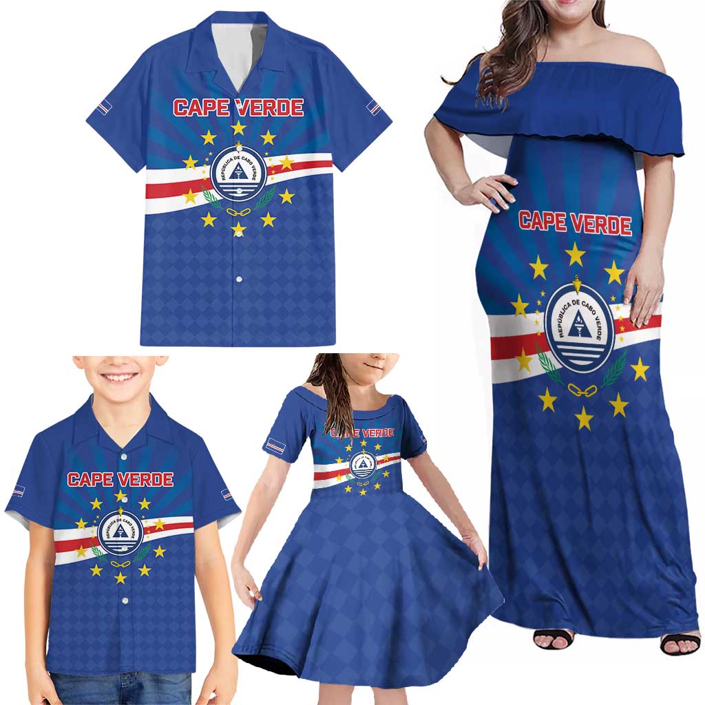 Cape Verde Football 2026 Family Matching Off Shoulder Maxi Dress and Hawaiian Shirt Historic First World Cup Appearance - Wonder Print Shop