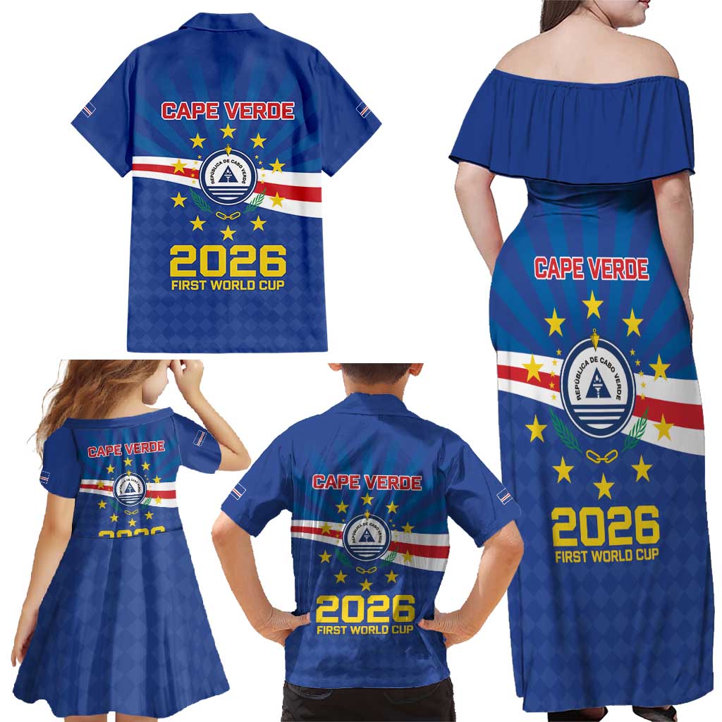 Cape Verde Football 2026 Family Matching Off Shoulder Maxi Dress and Hawaiian Shirt Historic First World Cup Appearance - Wonder Print Shop