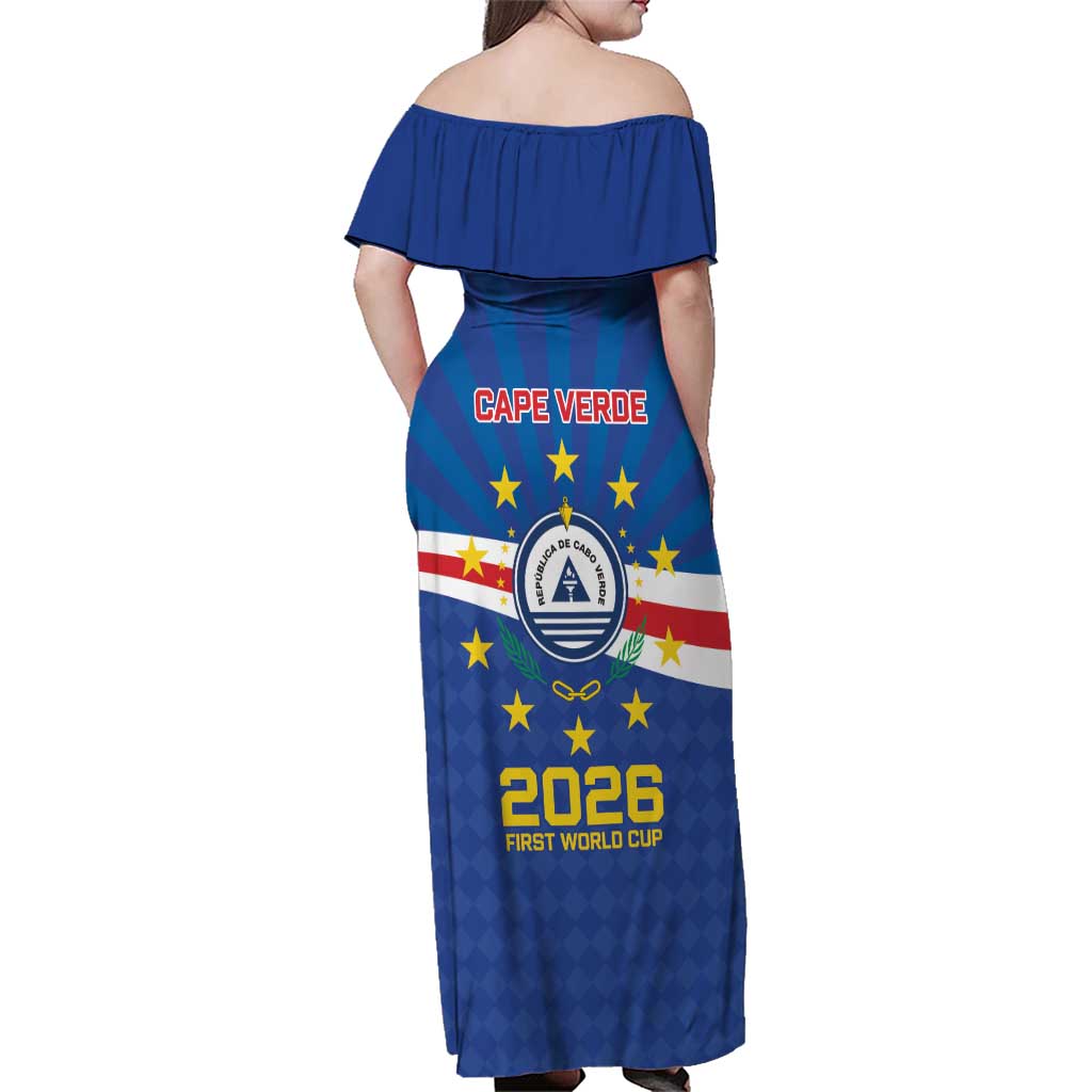 Cape Verde Football 2026 Family Matching Off Shoulder Maxi Dress and Hawaiian Shirt Historic First World Cup Appearance - Wonder Print Shop