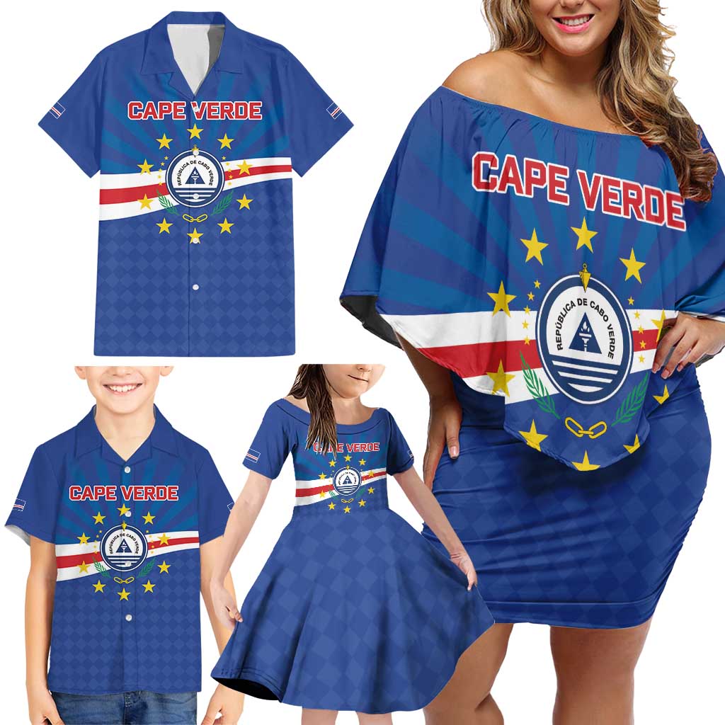 Cape Verde Football 2026 Family Matching Off Shoulder Short Dress and Hawaiian Shirt Historic First World Cup Appearance - Wonder Print Shop