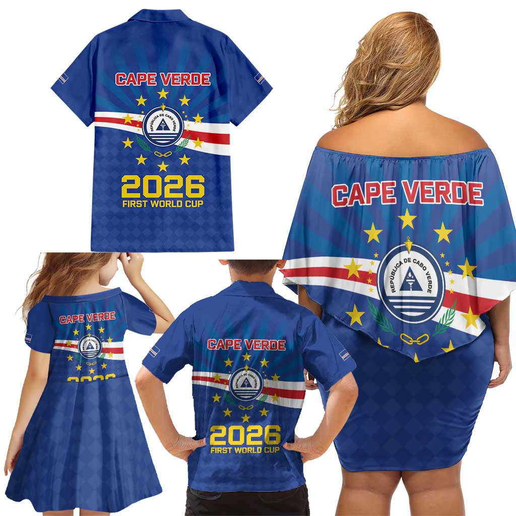 Cape Verde Football 2026 Family Matching Off Shoulder Short Dress and Hawaiian Shirt Historic First World Cup Appearance - Wonder Print Shop
