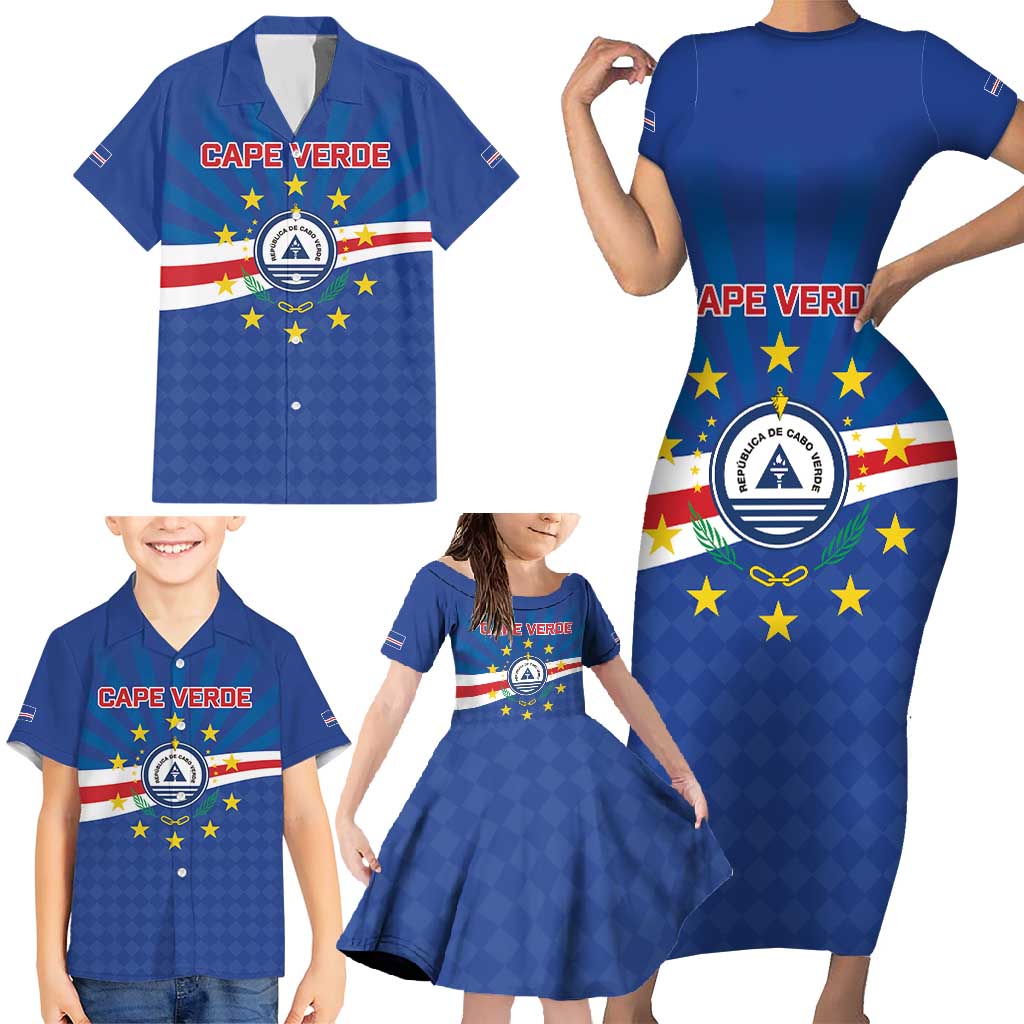 Cape Verde Football 2026 Family Matching Short Sleeve Bodycon Dress and Hawaiian Shirt Historic First World Cup Appearance - Wonder Print Shop