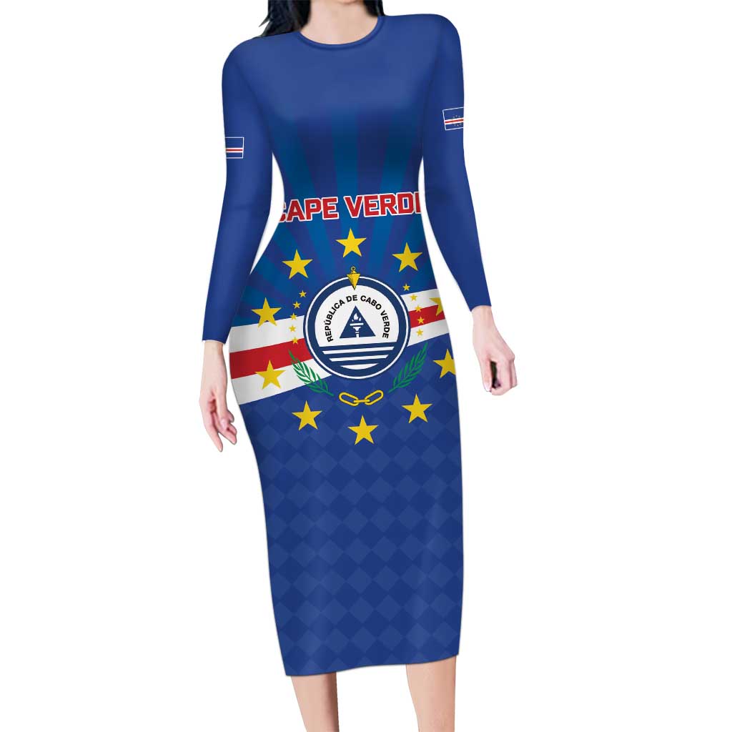 Cape Verde Football 2026 Long Sleeve Bodycon Dress Historic First World Cup Appearance - Wonder Print Shop