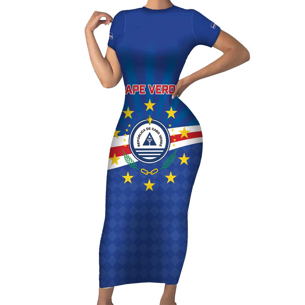 Cape Verde Football 2026 Short Sleeve Bodycon Dress Historic First World Cup Appearance - Wonder Print Shop