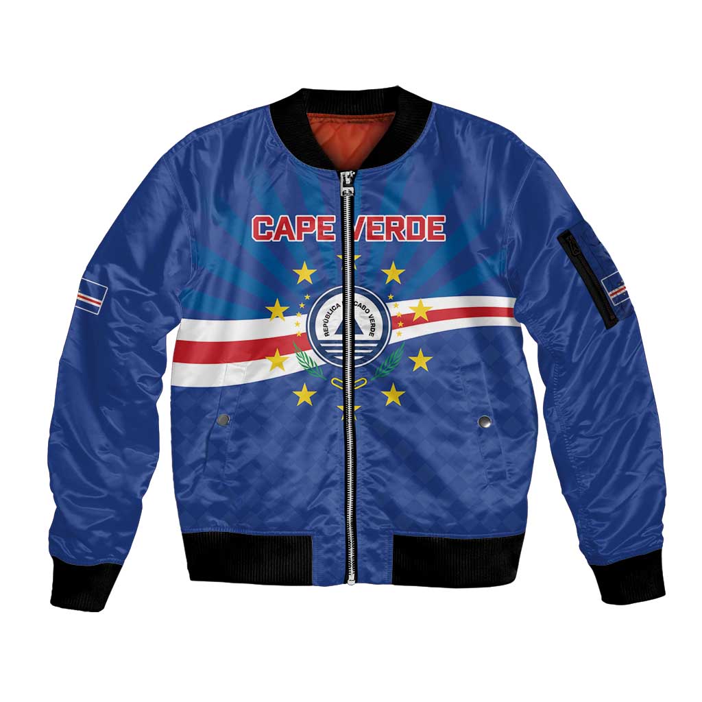 Cape Verde Football 2026 Sleeve Zip Bomber Jacket Historic First World Cup Appearance - Wonder Print Shop