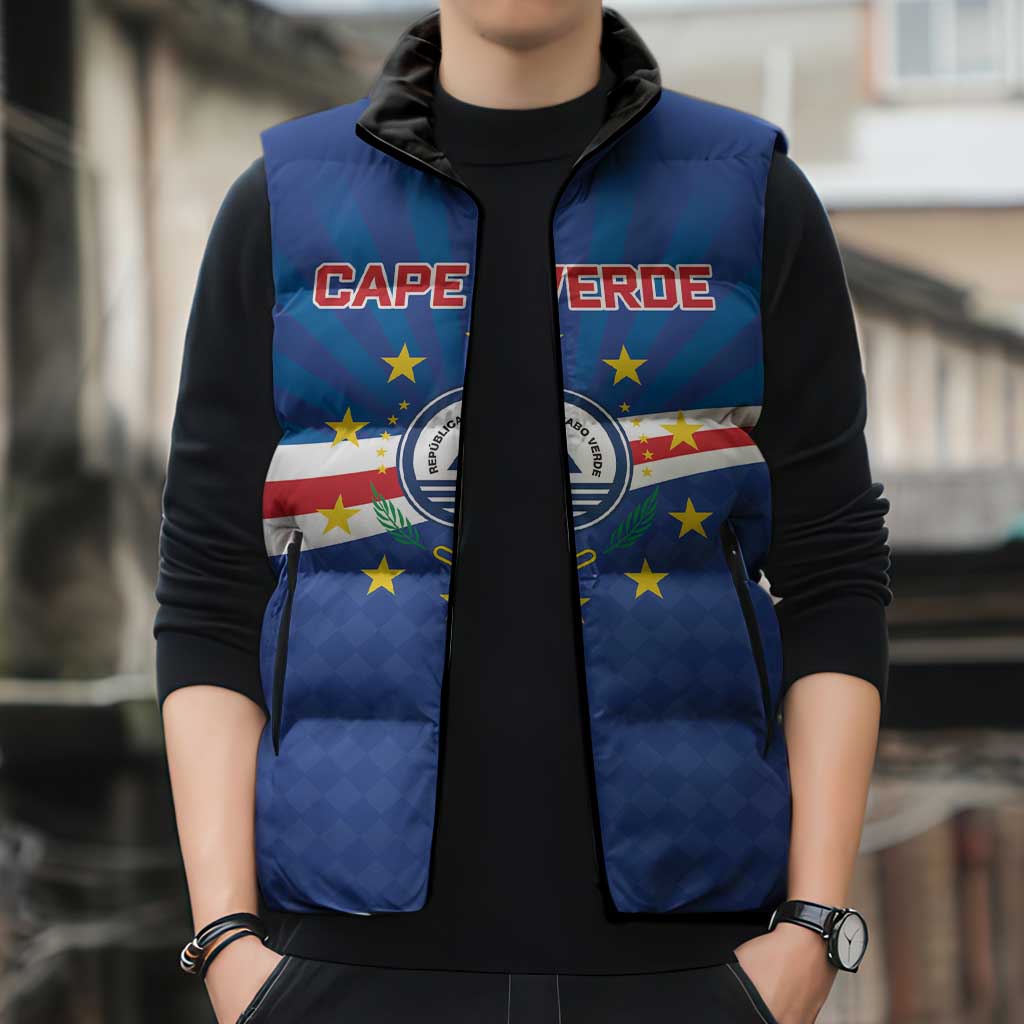 Cape Verde Football 2026 Sleeveless Puffer Jacket Historic First World Cup Appearance - Wonder Print Shop