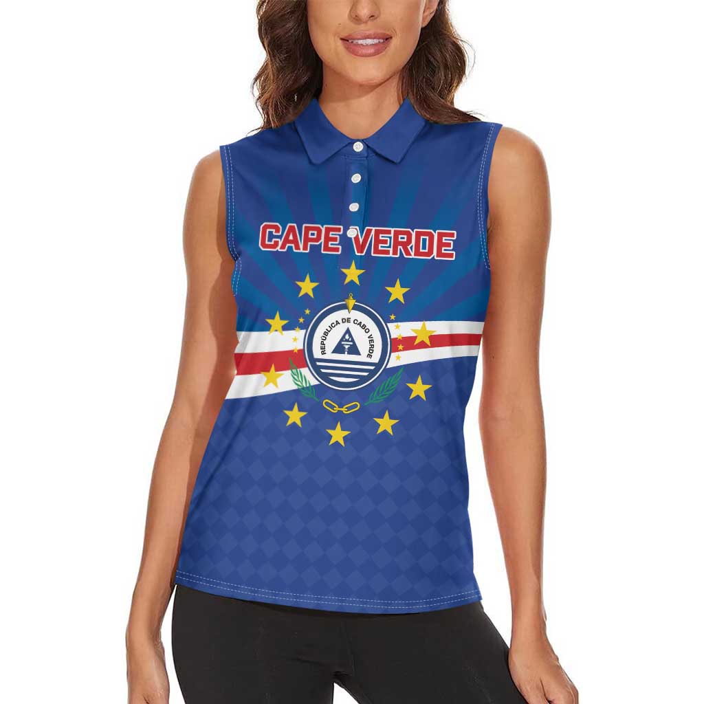 Cape Verde Football 2026 Women Sleeveless Polo Shirt Historic First World Cup Appearance - Wonder Print Shop