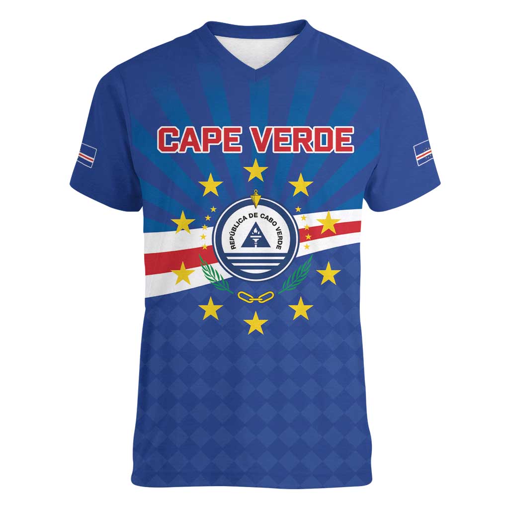 Cape Verde Football 2026 Women V-Neck T-Shirt Historic First World Cup Appearance - Wonder Print Shop