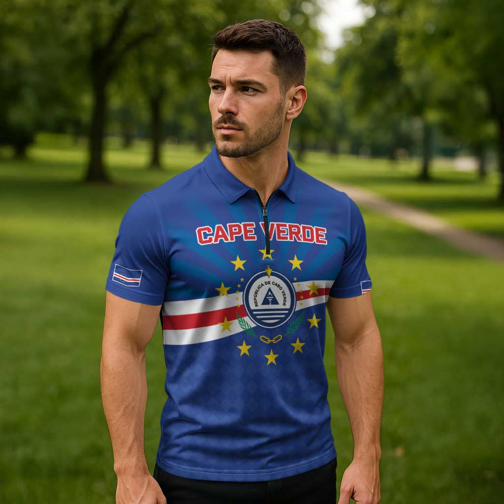 Cape Verde Football 2026 Zipper Polo Shirt Historic First World Cup Appearance - Wonder Print Shop