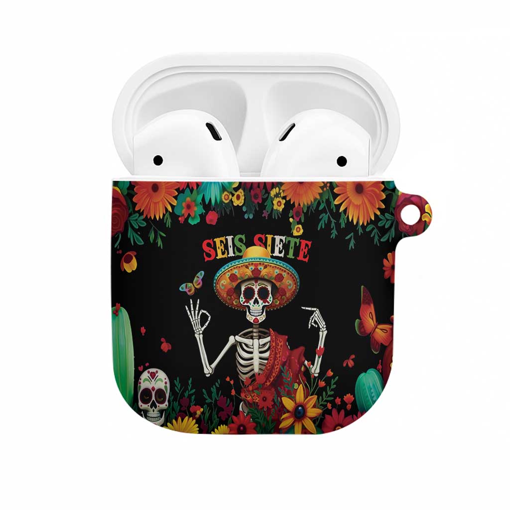 Seis Siete Dia de los Muertos AirPods Case Mexican Funny 67 Calaca Skeleton Sombrero - Wonder Print Shop