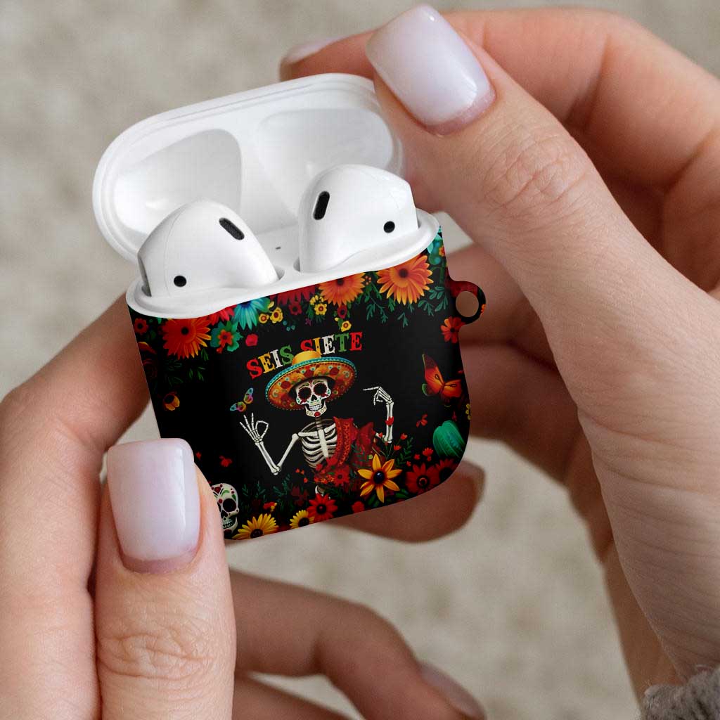 Seis Siete Dia de los Muertos AirPods Case Mexican Funny 67 Calaca Skeleton Sombrero - Wonder Print Shop
