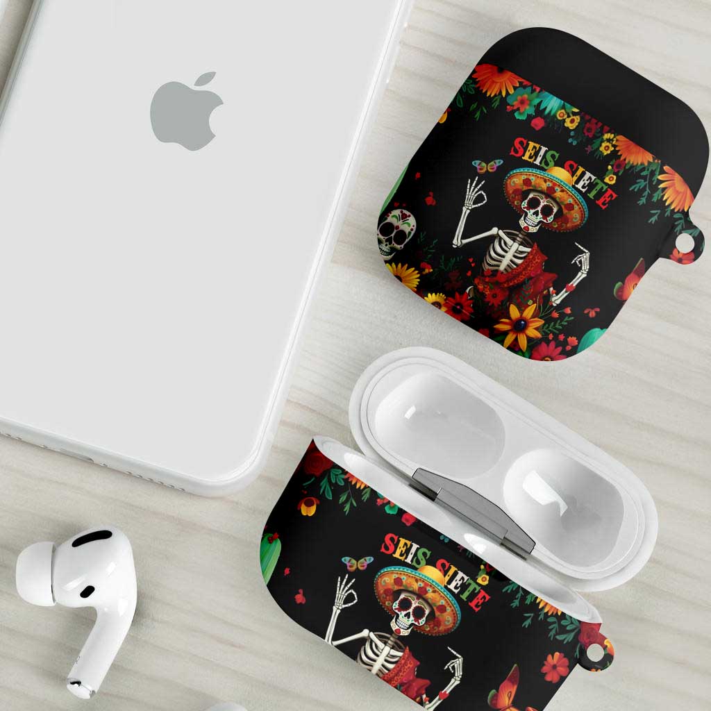 Seis Siete Dia de los Muertos AirPods Case Mexican Funny 67 Calaca Skeleton Sombrero - Wonder Print Shop