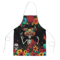 Seis Siete Dia de los Muertos Apron Mexican Funny 67 Calaca Skeleton Sombrero - Wonder Print Shop