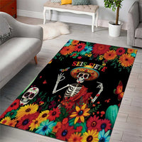 Seis Siete Dia de los Muertos Area Rug Mexican Funny 67 Calaca Skeleton Sombrero - Wonder Print Shop