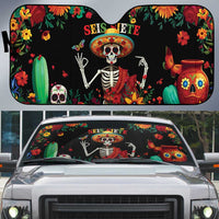 Seis Siete Dia de los Muertos Auto Sun Shade Mexican Funny 67 Calaca Skeleton Sombrero - Wonder Print Shop