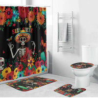 Seis Siete Dia de los Muertos Bathroom Set Mexican Funny 67 Calaca Skeleton Sombrero - Wonder Print Shop