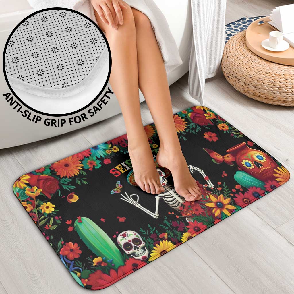 Seis Siete Dia de los Muertos Bathroom Set Mexican Funny 67 Calaca Skeleton Sombrero - Wonder Print Shop